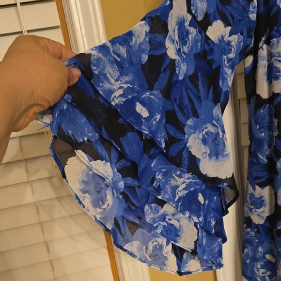 INC International Concepts Blue Floral Asymmetrical Dress - Picture 6 of 14